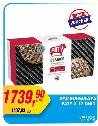 Maxiconsumo Hamburguesas paty x 12 oferta