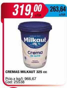 Maxiconsumo Cremas milkaut 325 cc oferta