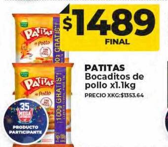 Supermayorista Vital Patitas bocaditos de pollo oferta
