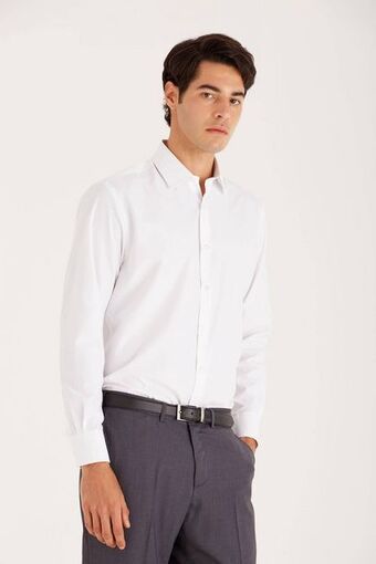 Macowens Camisa de vestir lisa blanca oferta