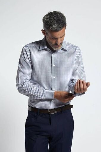 Macowens Camisa de vestir a cuadros azul marino oferta