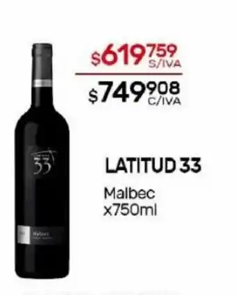 Nini Mayorista Latitud 33 Malbec x 750ml oferta