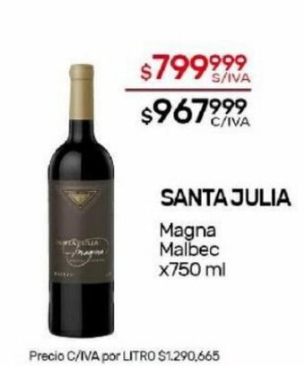 Nini Mayorista Santa Julia Magna Malbec x 750ml oferta