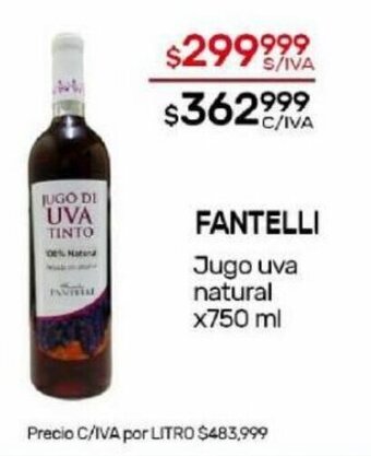 Nini Mayorista Fantelli Jugo Uva Natural x 750ml oferta
