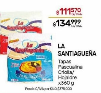 Nini Mayorista La Santiagueña Tapas Pascualina Criolla/Hojaldre x 360g oferta