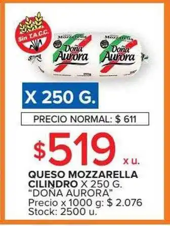 Carrefour Queso mozzarella cilindro doña aurora oferta