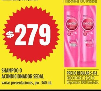 Supermercados Vea Shampoo o Acondicionador Sedal oferta