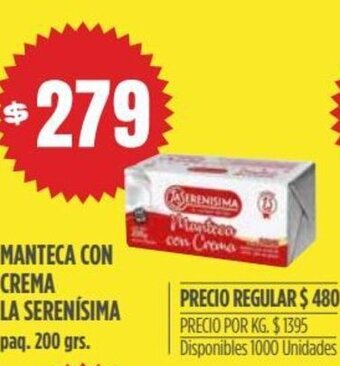Supermercados Vea Manteca Con Crema La Serenísima oferta