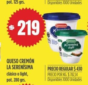 Supermercados Vea Queso Cremón La Serenísima oferta