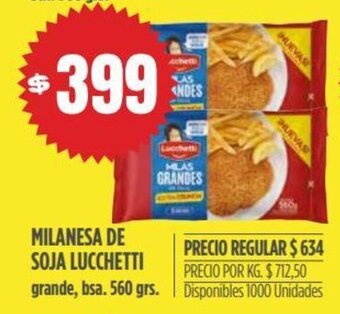 Supermercados Vea Milanesa de Soja Lucchetti oferta
