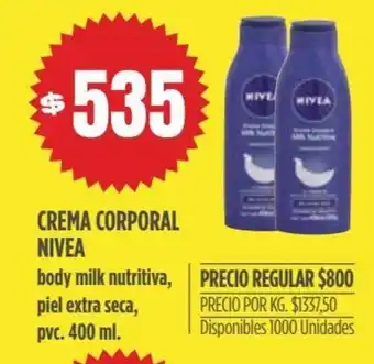 Supermercados Vea Crema Corporal Nivea oferta