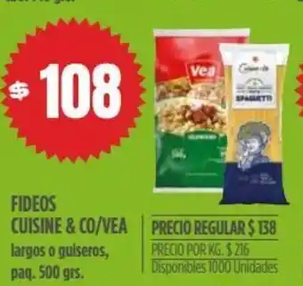 Supermercados Vea Fideos Cuisine & Co/Vea oferta