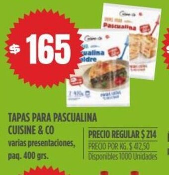 Supermercados Vea Tapas para Pascualina Cuisine & Co oferta