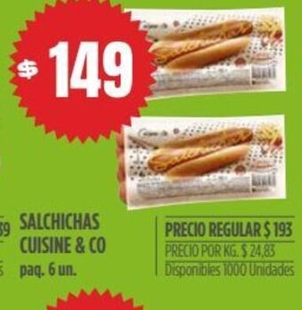Supermercados Vea Salchichas Cuisine & Co oferta