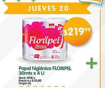 Supermercados Buenos Días Papel Higiénico Floripel 30mts x 4u oferta