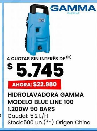 Changomas Hidrolavadora gamma modelo blue line 100 1.200w 90 bars oferta