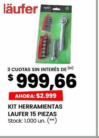 Changomas Kit herramientas laufer 15 piezas oferta