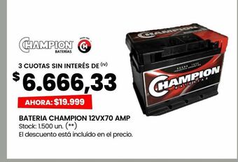 Changomas Bateria champion 12vx70 amp oferta