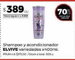 Disco Shampoo y acondicionador elvive x 400ml oferta