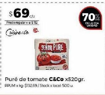 Disco Puré de tomate cuisine & co x 520g oferta