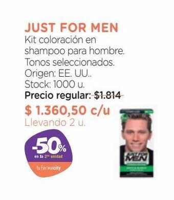 Farmacity Just for men kit coloración en shampoo para hombre. oferta