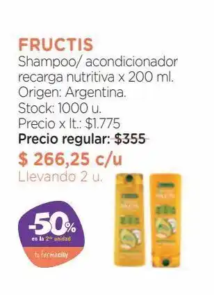 Farmacity Shampoo/ acondiconador fructis oferta