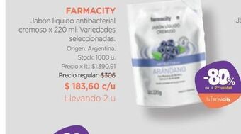 Farmacity Jabón líquido farmacity antibacterial cremoso de jazmín x 220 ml oferta