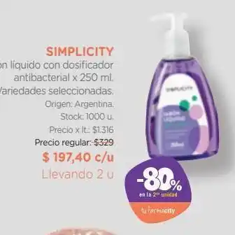 Farmacity Jabón simplicity oferta