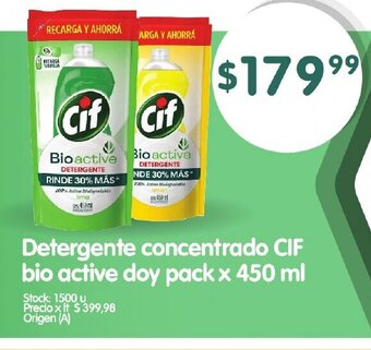 Supermercados Buenos Días Detergente Concentrado CIF Bio Active Doy Pack x 450ml oferta