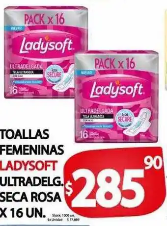 Supermercados Mariano Max Toallas femeninas ladysoft ultradelg. seca rosa x 16 oferta