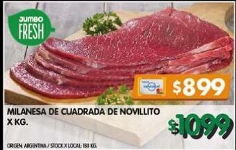 Jumbo Milanesa de cuadrada de novillito x kg oferta