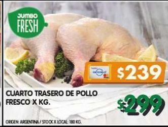 Jumbo Cuarto trasero de pollo fresco x kg oferta