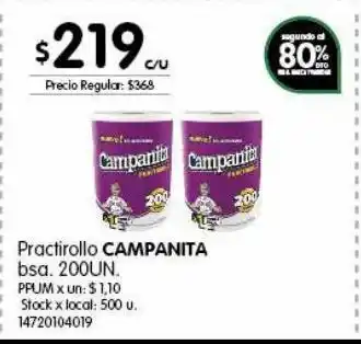 Jumbo Practirollo campanita bsa 200un oferta