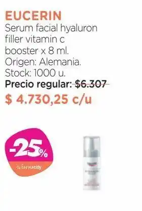 Farmacity Sérum facial antiedad eucerin hyaluron-filler vitaminc c booster x 8 ml oferta