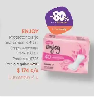 Farmacity Protector diario enjoy anatómico x 20 un oferta