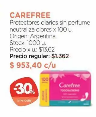 Farmacity Protectores femeninos carefree oferta
