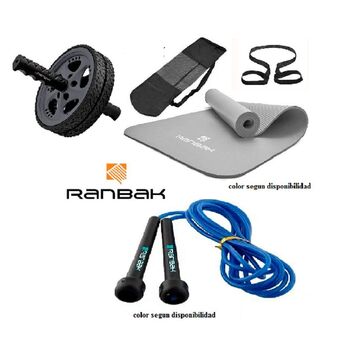 Frávega Kit de entrenamiento fitness ranbak mat + soga + rueda kit 5 oferta