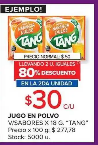 Carrefour Jogo en polvo v-sabores tang 80% descuento en la 2da unidade oferta