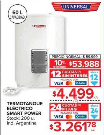 Carrefour Termotanque eléctrico smart power oferta