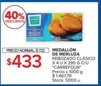 Carrefour Medallón de merluza rebozado clásico carrefour 40% descuento oferta