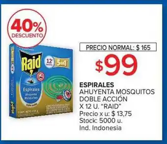 Carrefour Aspirales ahyenta mosquitos doble acción raid 40% descuento oferta