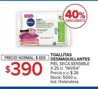 Carrefour Toallitas desmaquillantes piel seca sensible nivea 40% descuento oferta