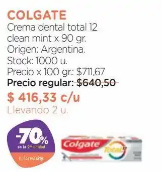 Farmacity Crema dental total 12 clean mint x 90 gr colgate oferta