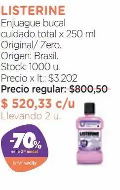 Farmacity Enjuague bucal cuidado total zero x 250 ml oferta