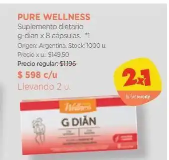 Farmacity Suplemento dietario pure wellness g-dian x 8 un oferta