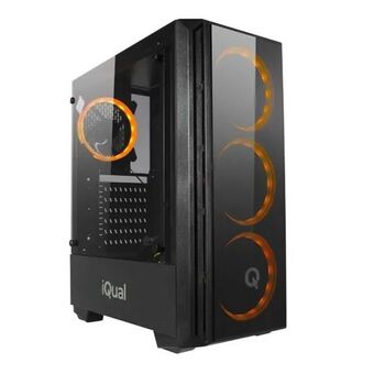 Garbarino Gabinete gamer iqual cm-2802 templado + 7 coolers rgb oferta