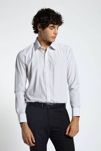 Macowens Camisa de vestir rayada negra oferta
