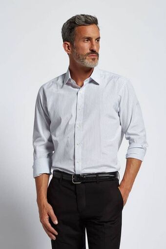 Macowens Camisa de vestir rayada azul marino oferta