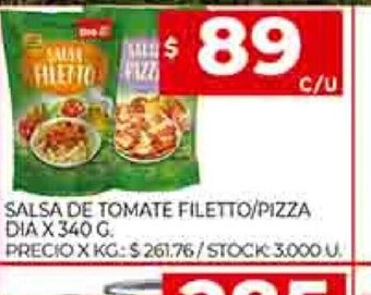 Supermercados DIA Salsa De Tomate Filetto/Pizza Dia x 340 g oferta