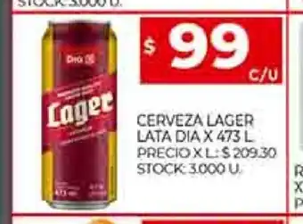 Supermercados DIA Cerveza LAger Lata Dia x 473 L oferta